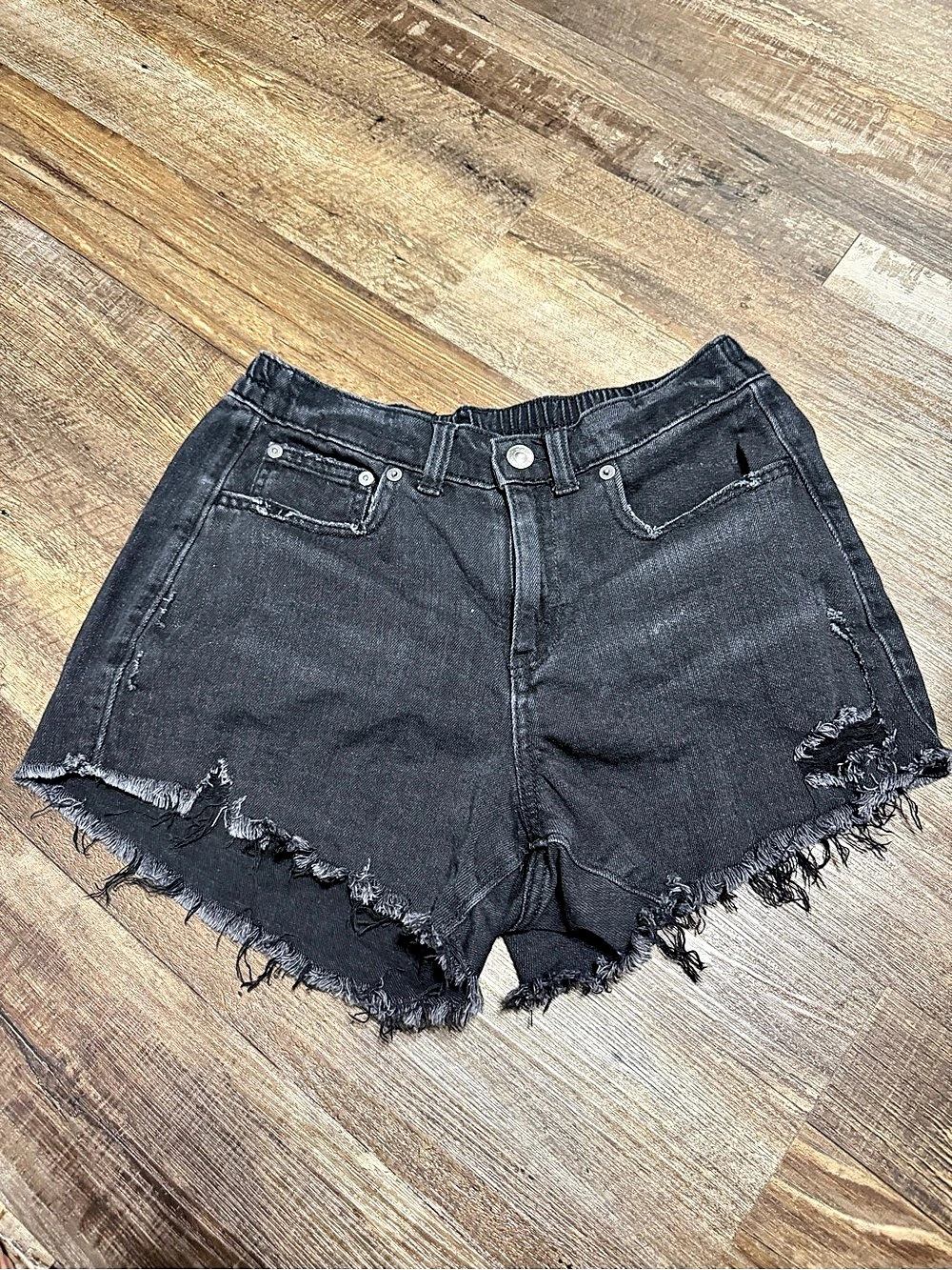 aerie Daydream Denim Short Jean Shorts in Black Size Small
